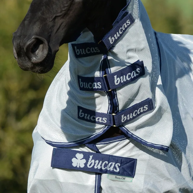 Bucas Buzz-Off X Full Neck Big Neck Fly Rug - Silver-1