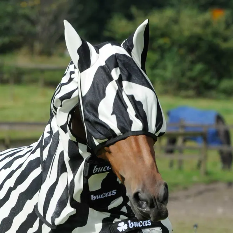 Bucas Buzz-Off Fly Mask - Zebra Print-3