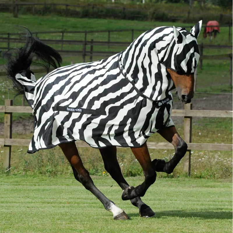 Bucas Buzz-Off Full Neck Fly Rug - Zebra Print-4