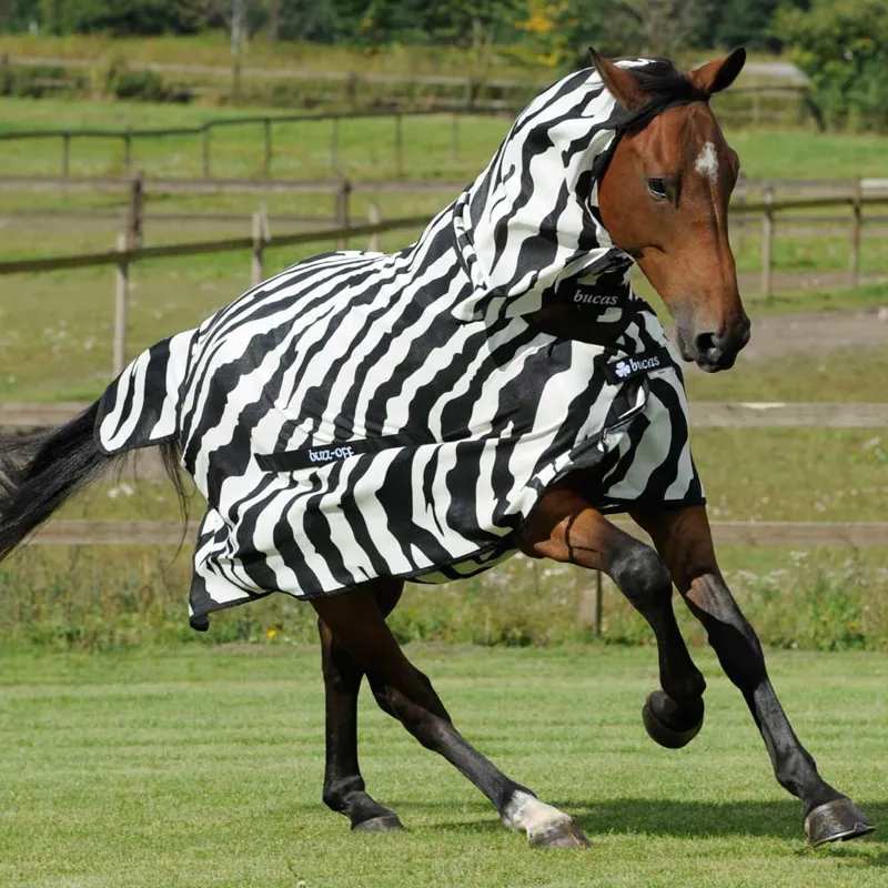 Bucas Buzz-Off Full Neck Fly Rug - Zebra Print-6