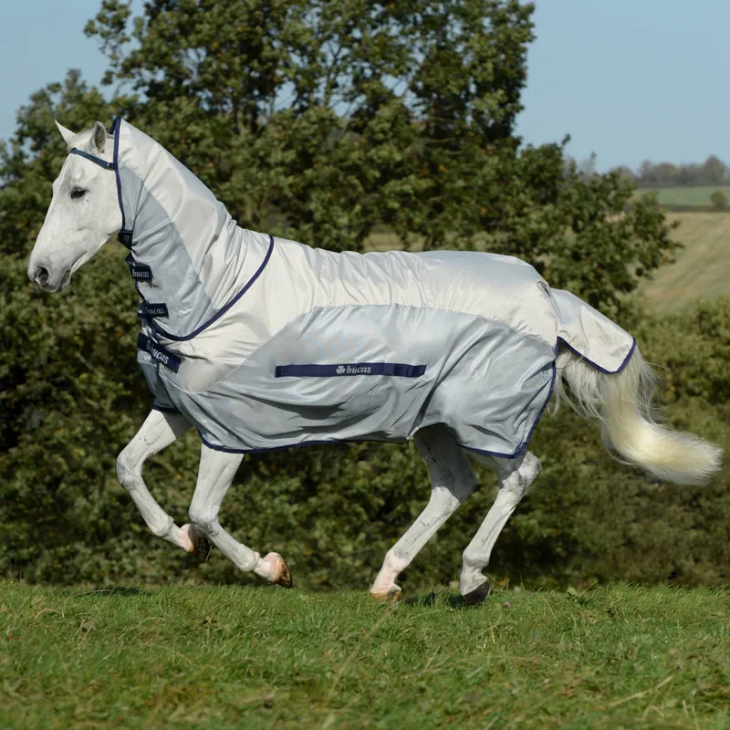 Bucas BuzzOff Rain Full Neck Fly Rug Rain Silver/Blue