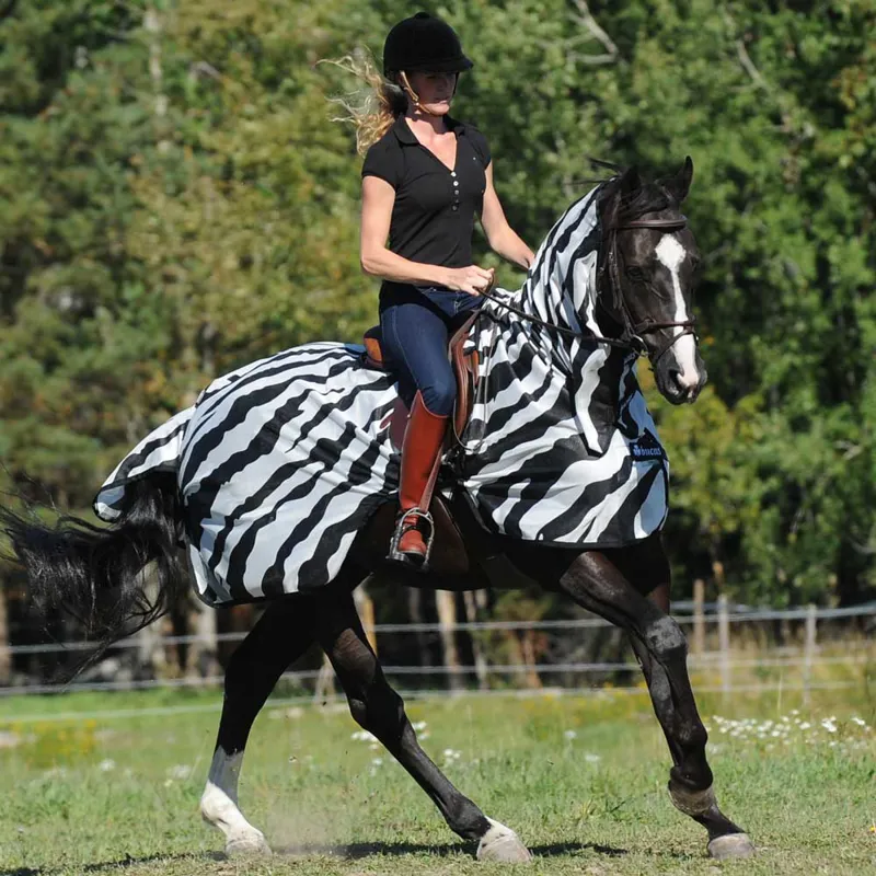 Bucas Buzz-Off Riding Rug - Zebra Print-2