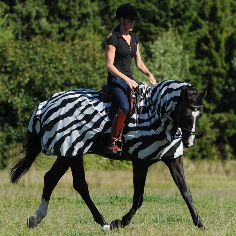 Bucas Buzz-Off Riding Rug - Zebra Print-1