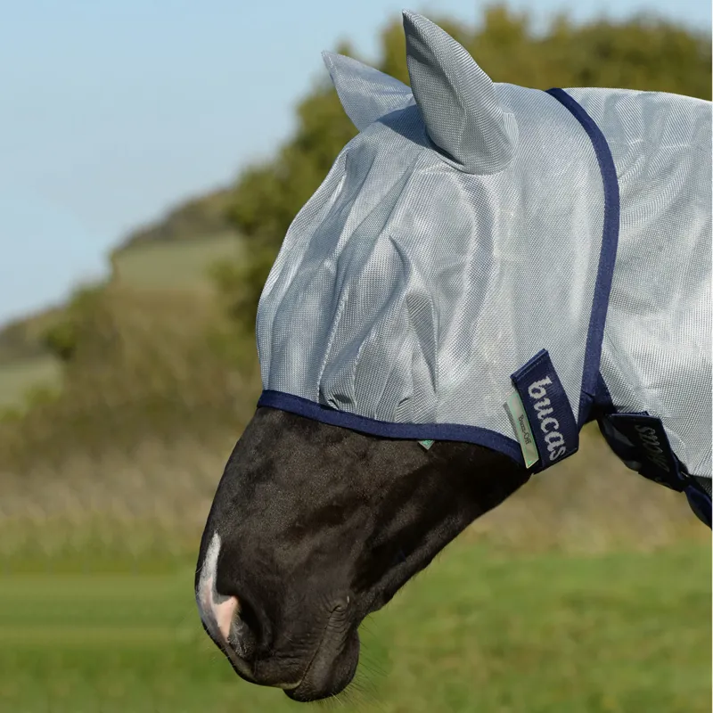 Bucas Buzz-Off Fly Mask - Blue-1