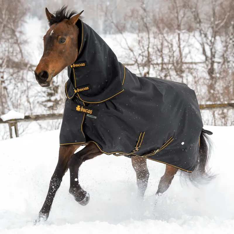 Bucas Irish 50g Detachable Neck Turnout Rug - Black/Gold-1