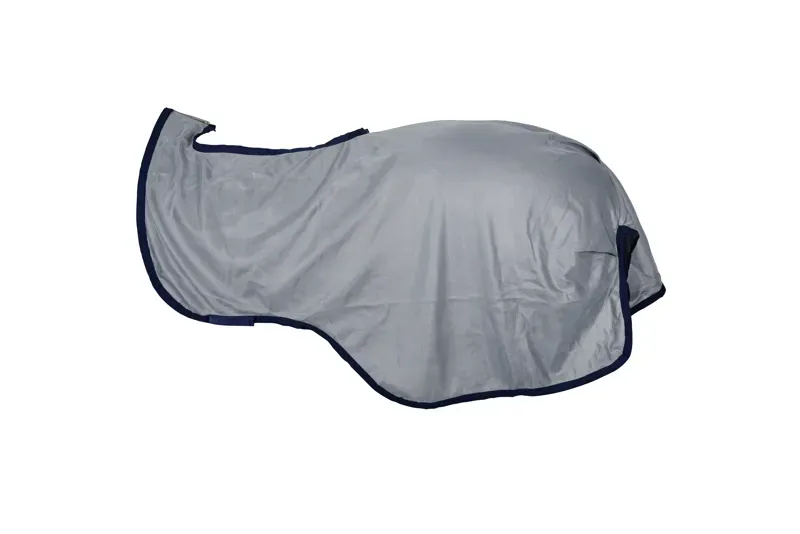 Bucas Buzz-Off Riding Rug - Silver/Navy-4