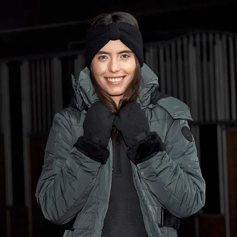 Catago Pax Quilted Ladies Mitten Riding Gloves - Black-1