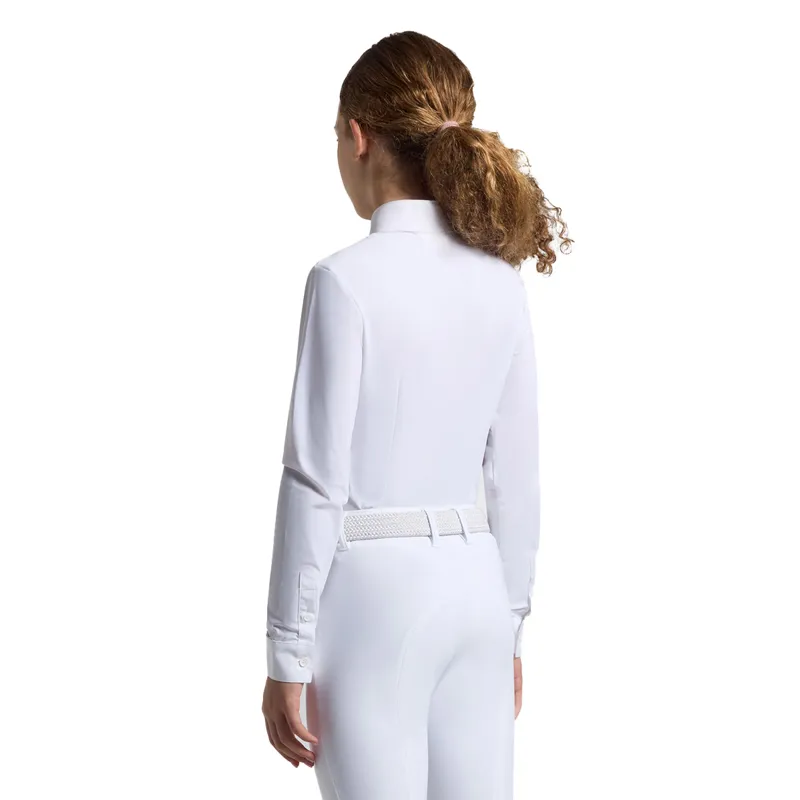 Cavalleria Toscana CAA053 Junior Girls Long Sleeve Show Shirt - White-1
