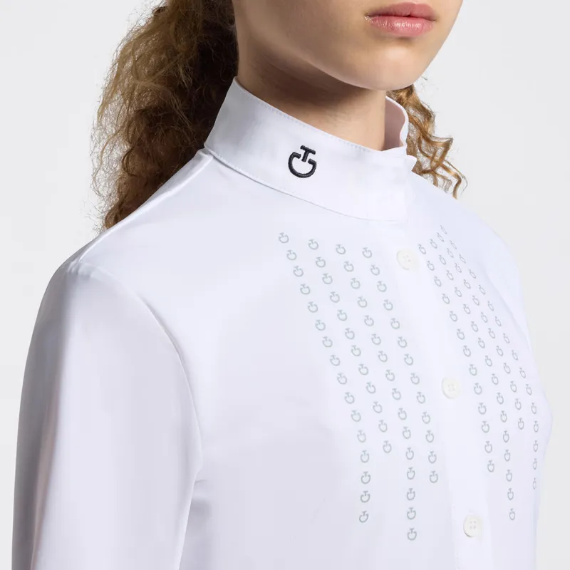 Cavalleria Toscana CAA053 Junior Girls Long Sleeve Show Shirt - White-2
