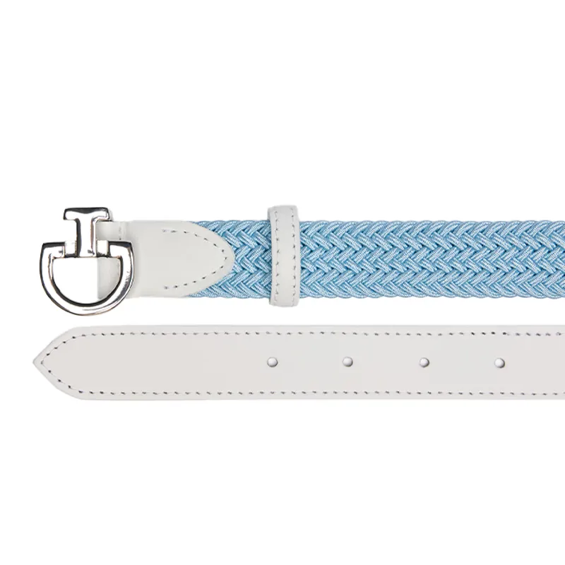 Cavalleria Toscana Younger Rider Junior Elasticated Belt - Blue Fog/White-1