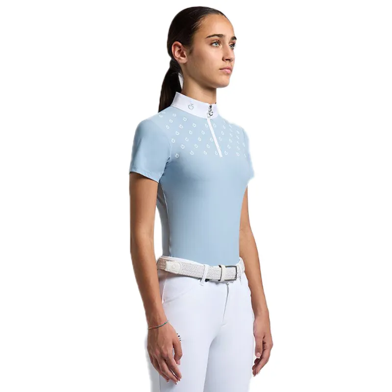 Cavalleria Toscana Junior Short Sleeve Show Shirt - Blue Fog