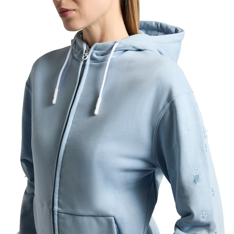 Cavalleria Toscana Diagonal Zip Ladies Hoodie - Blue Fog-2