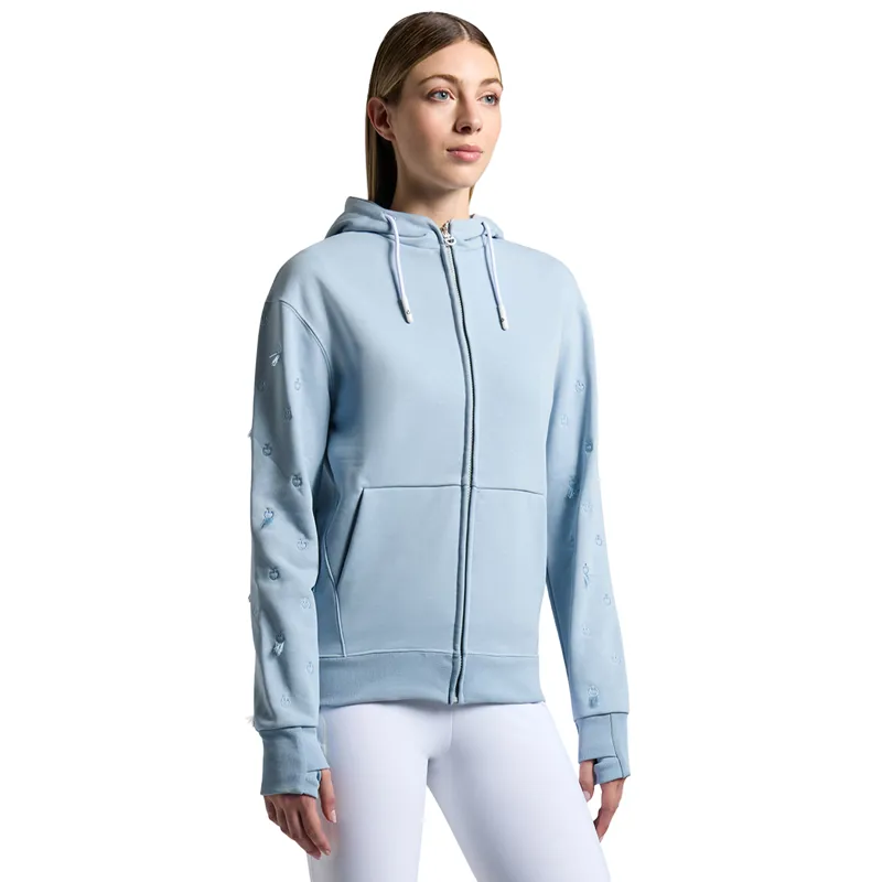 Cavalleria Toscana Diagonal Zip Ladies Hoodie - Blue Fog