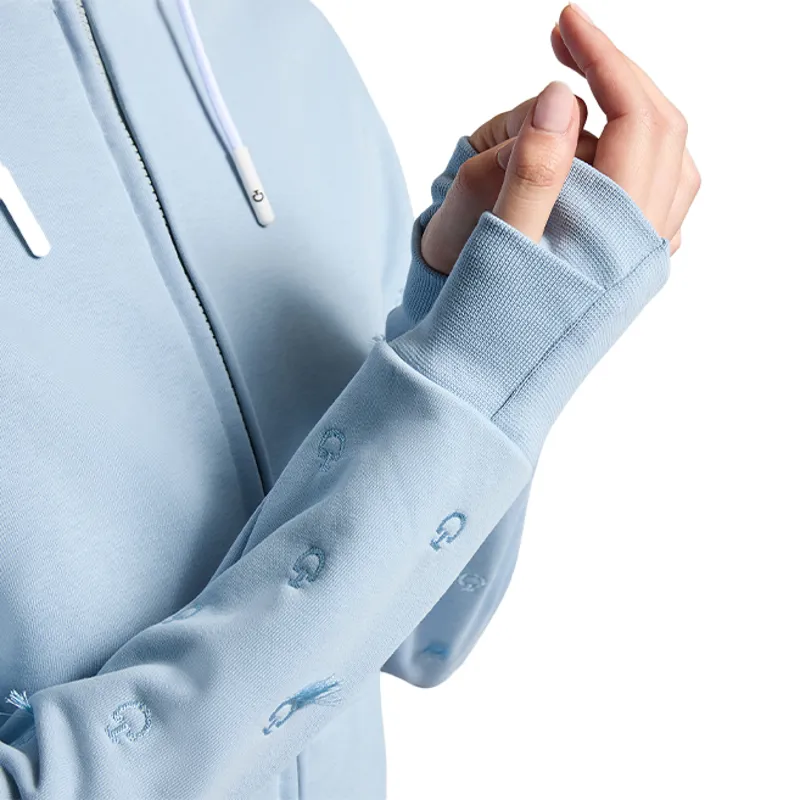 Cavalleria Toscana Diagonal Zip Ladies Hoodie - Blue Fog-4