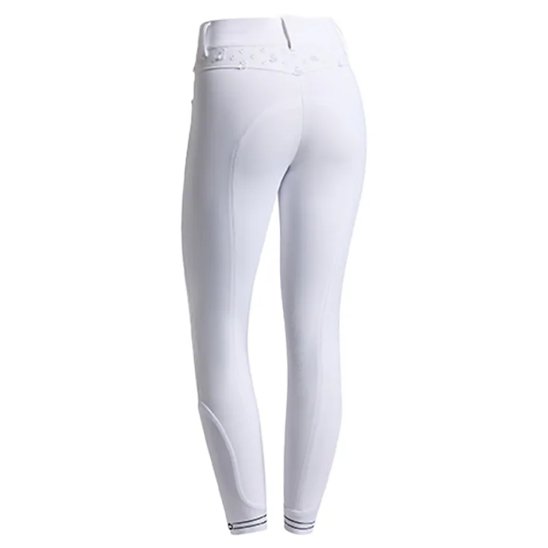 Cavalleria Toscana Ladies GP Logo Knee Grip Breeches - White-1