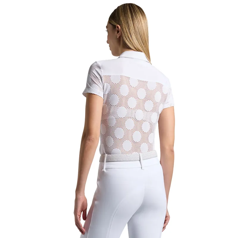 Cavalleria Toscana Perforated Jacquard Short Sleeve Training Polo - White-1