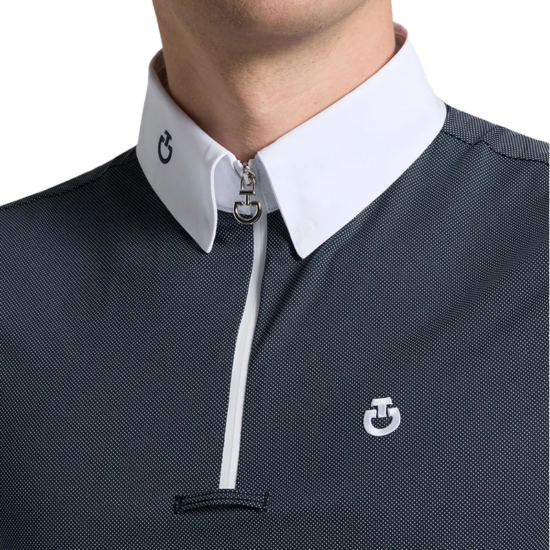 Cavalleria Toscana Jersey Zip Mens Show Shirt - Blue Print-1