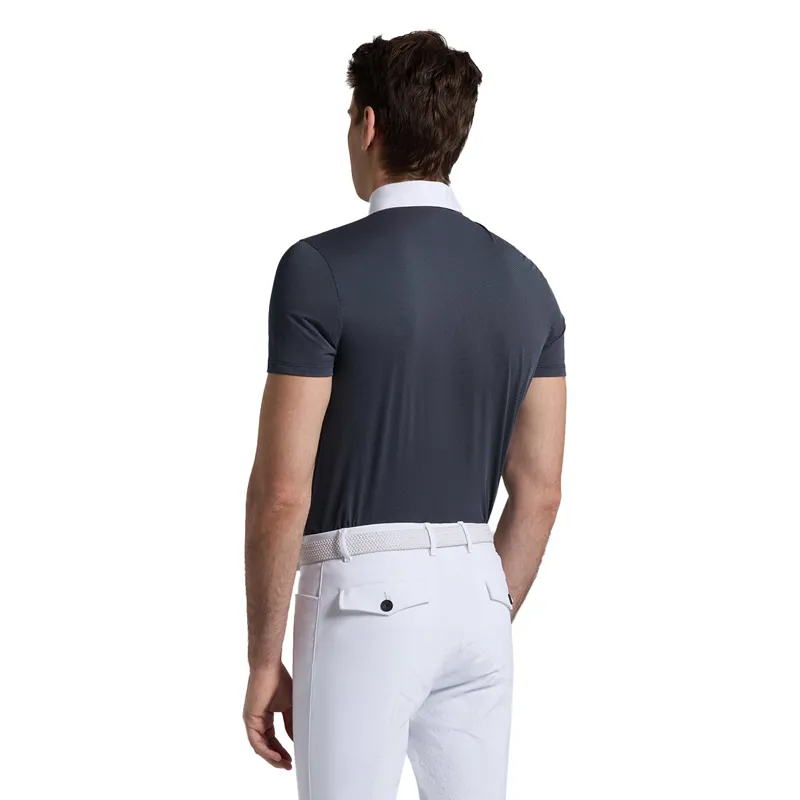 Cavalleria Toscana Jersey Zip Mens Show Shirt - Blue Print-2