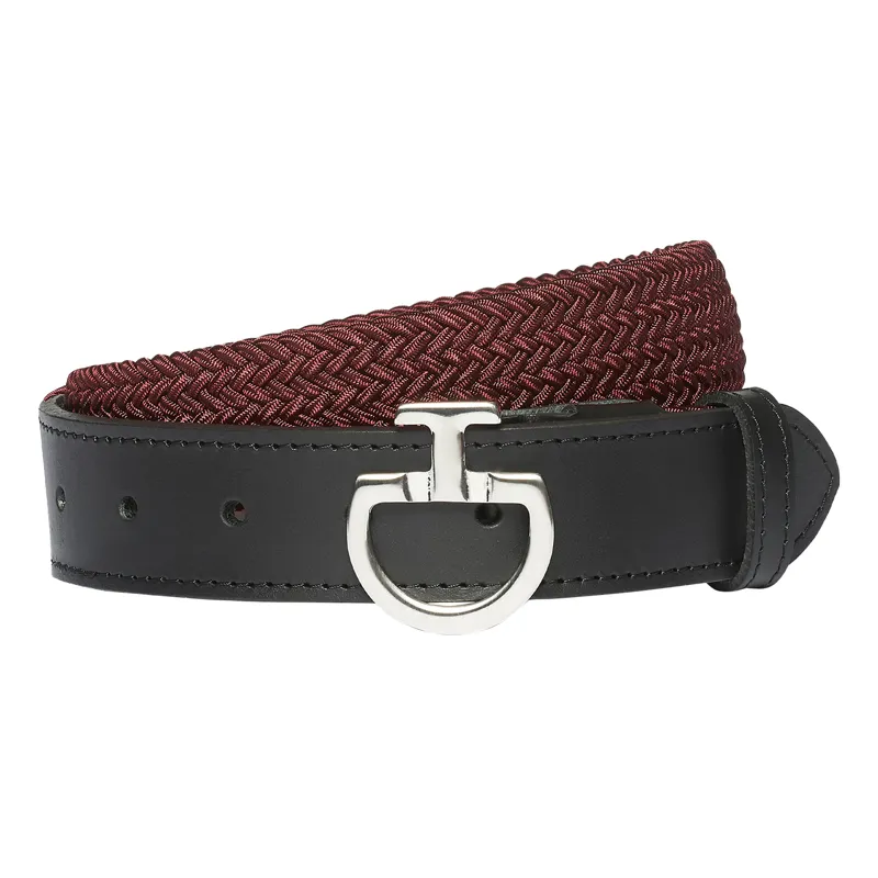 Cavalleria Toscana Elastic Clasp Ladies Belt - Bordeaux/Black