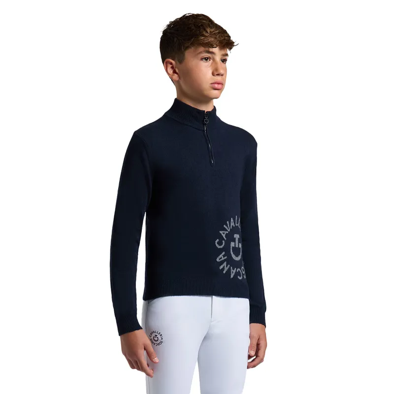 Cavalleria Toscana Orbit Half Zip Cashmere Junior Boys Sweater - Navy