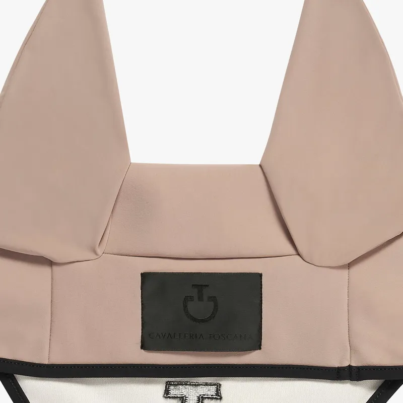 Cavalleria Toscana Geometric Saddlecloth/Ear Net Set - Cipria/Black-2