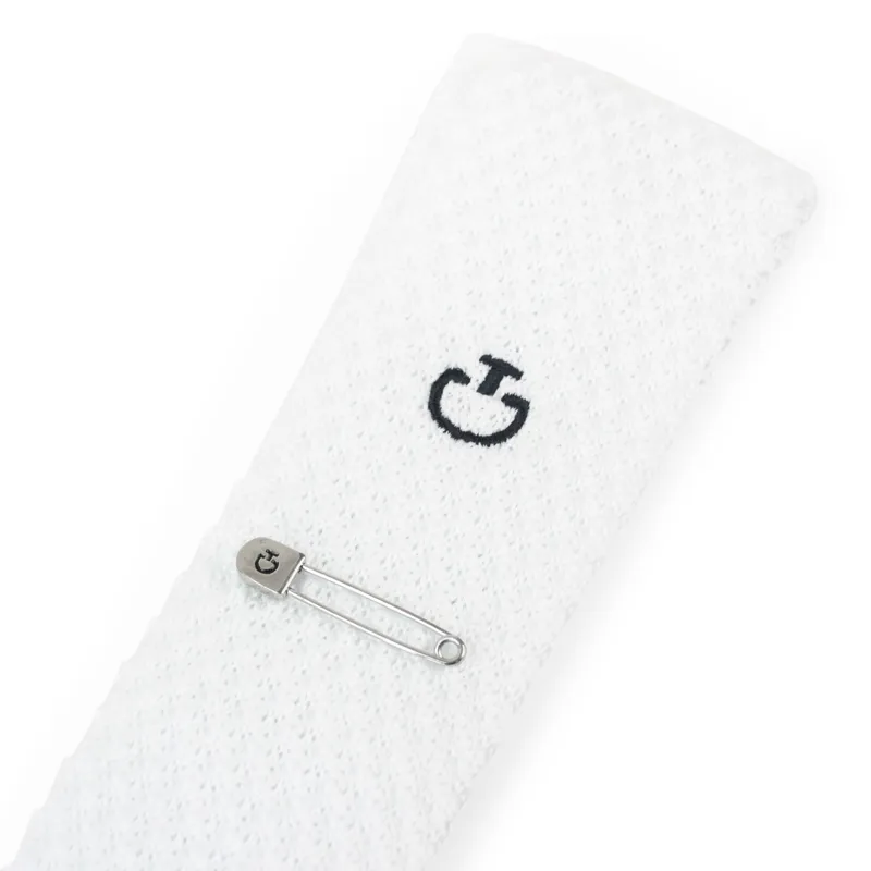 Cavalleria Toscana Tricot Tie with Pin - White-1
