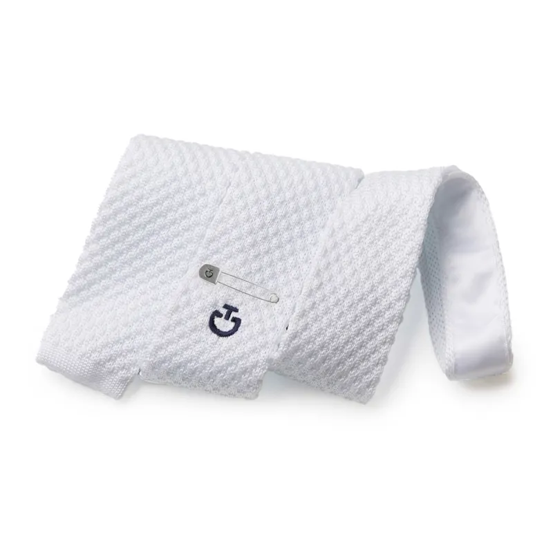 Cavalleria Toscana Tricot Tie with Pin - White
