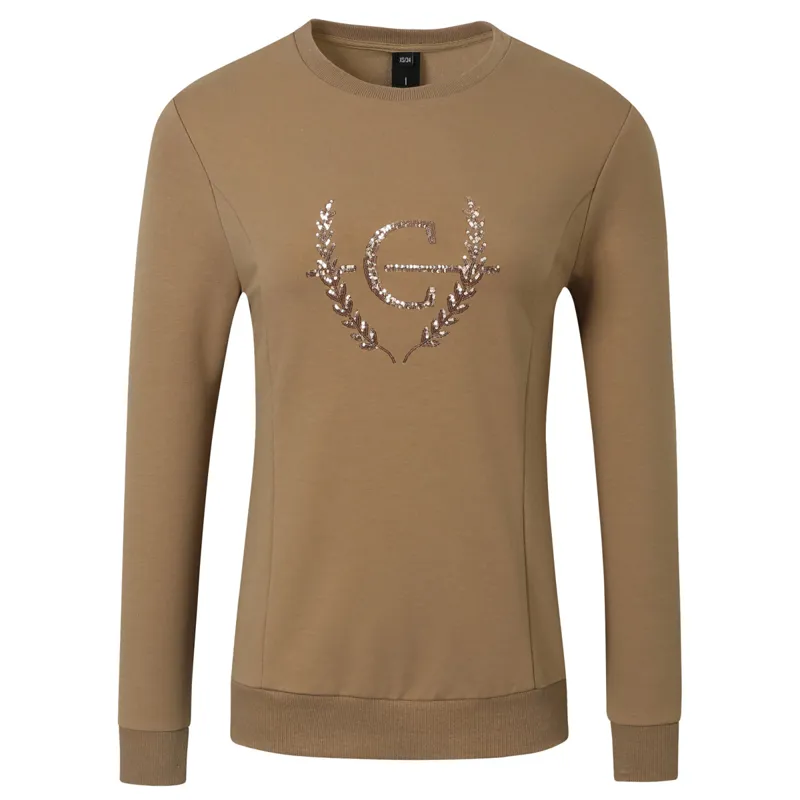 Covalliero Sequin Emblem Ladies Sweater - Clay
