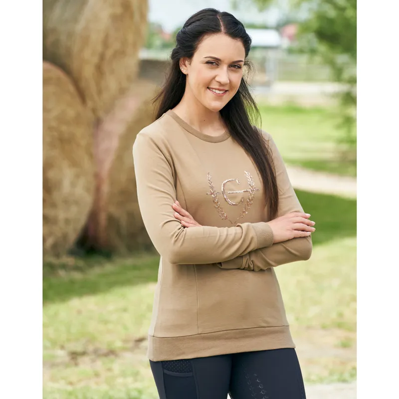 Covalliero Sequin Emblem Ladies Sweater - Clay-3