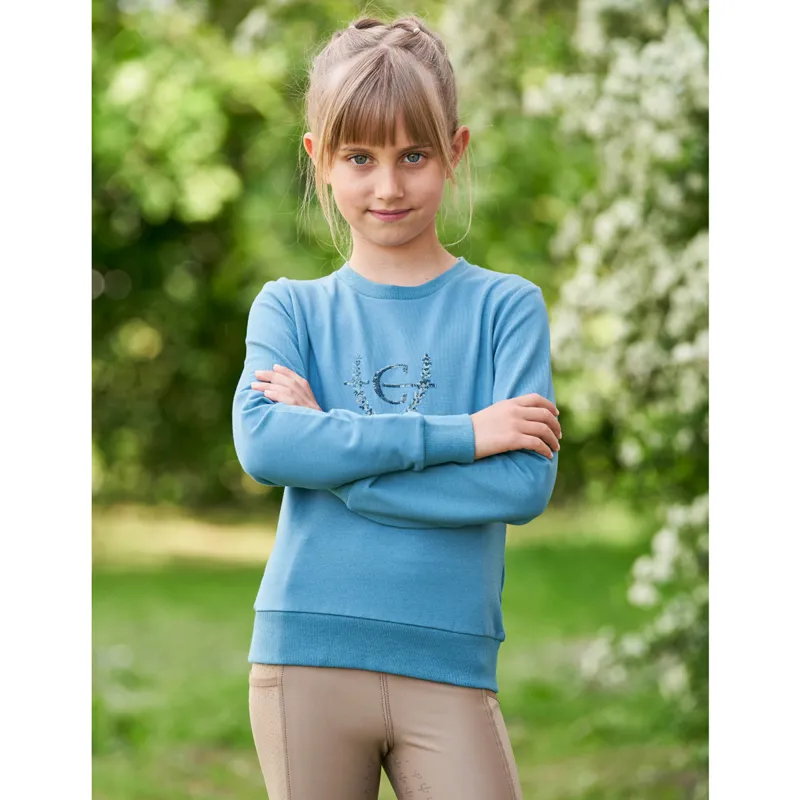 Covalliero Sequin Emblem Junior Girls Sweater - Deep Water-3