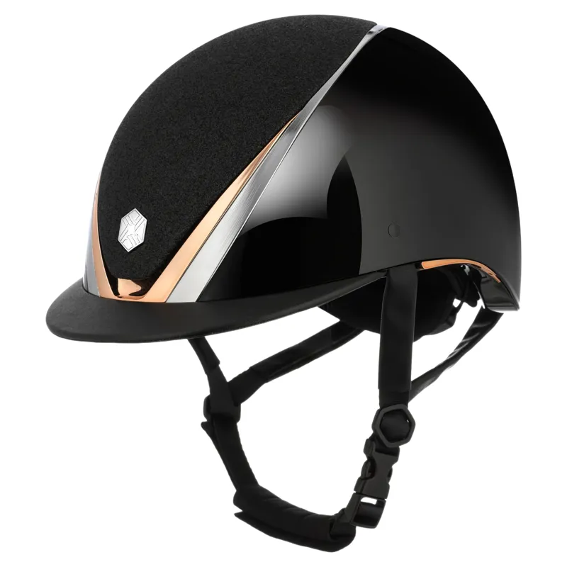 Charles Owen EQx Hyda Sparkly MIPS Riding Hat - Black Gloss/Rose Gold