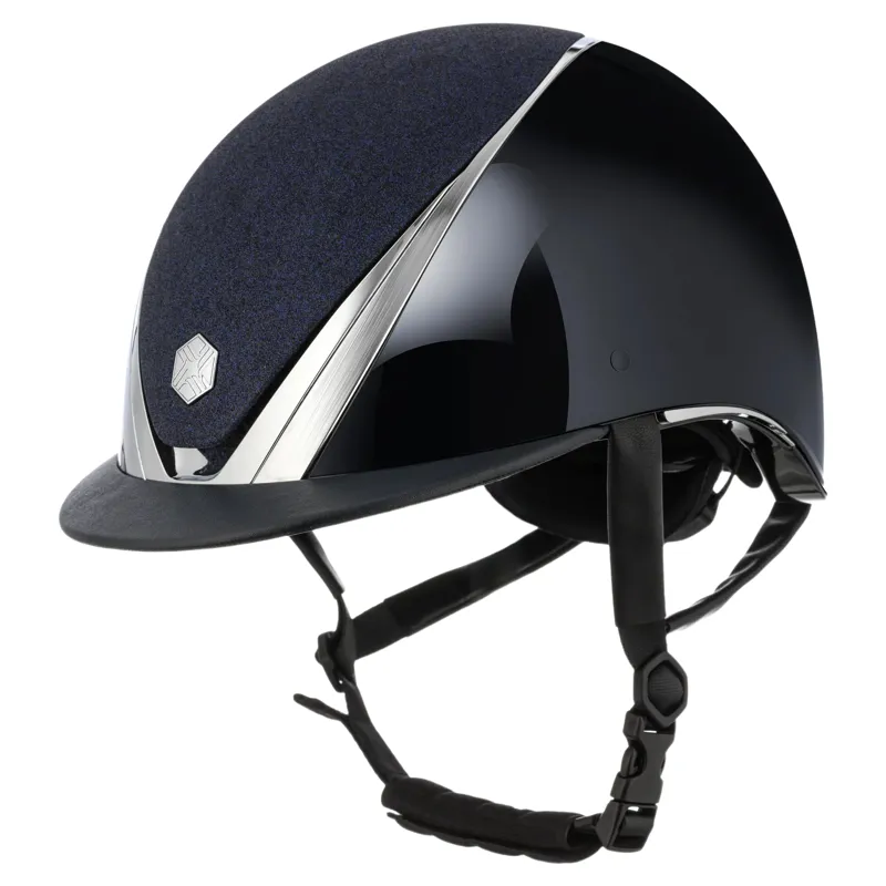 Charles Owen EQx Hyda Sparkly MIPS Riding Hat - Navy Gloss/Chrome