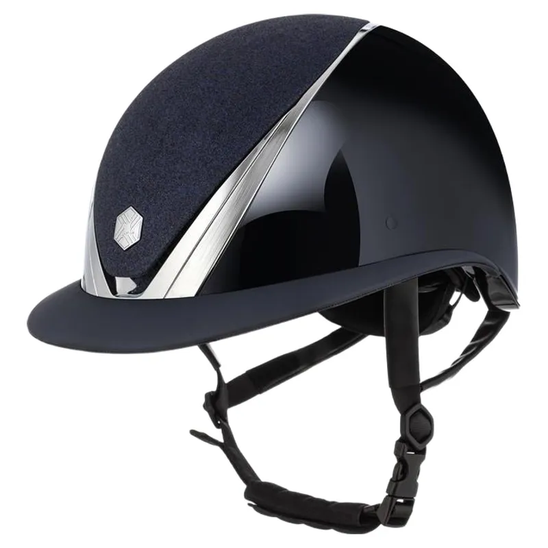 Charles Owen EQx Hyda Sparkly Wide Peak MIPS Hat - Navy Gloss/Chrome