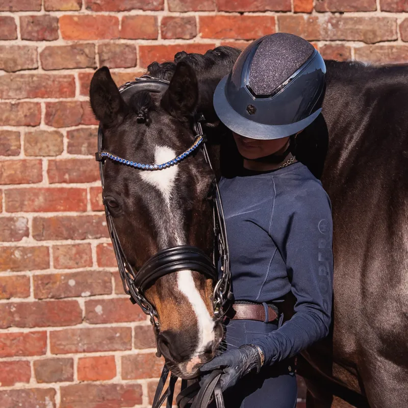 Charles Owen EQx Kylo Sparkly Wide Peak Riding Hat - Navy Gloss/Pewter-6