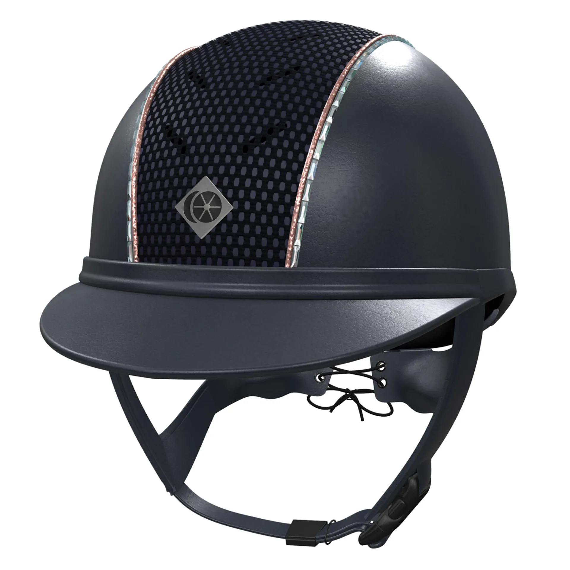 Charles Owen Ayr8 Plus Leather Look Riding Hat Navy/Rose Gold