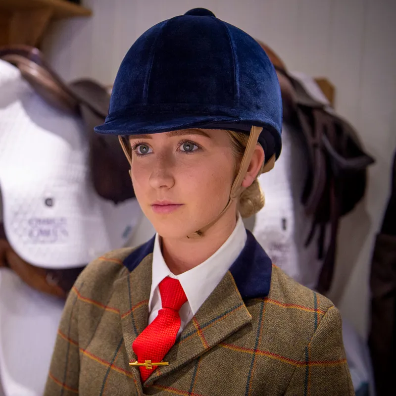 Charles Owen Fian Velvet Riding Hat - Navy-1