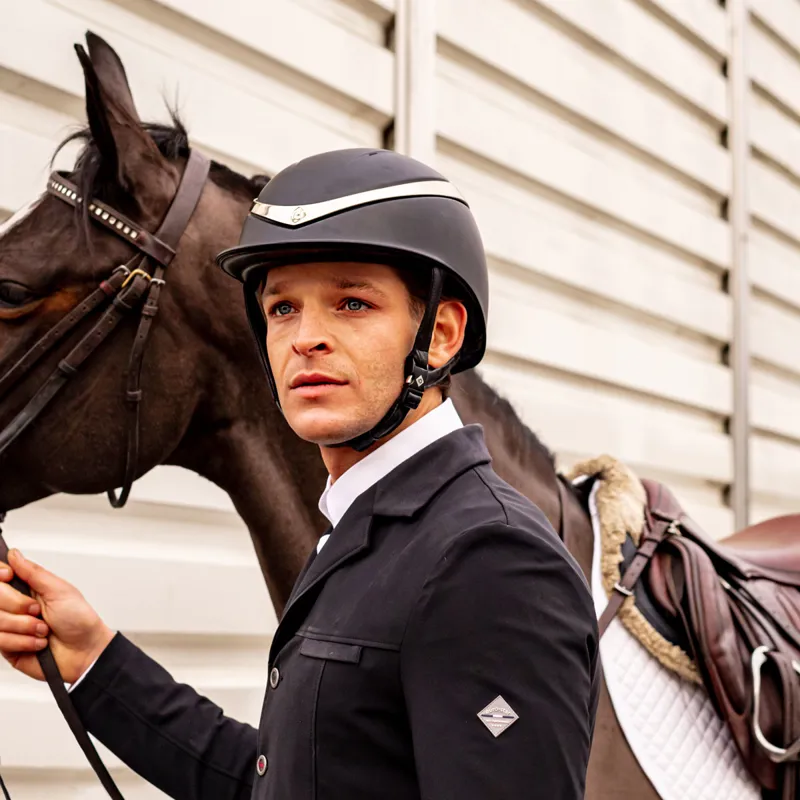 Charles Owen Halo Luxe Riding Hat - Black Matt/Platinum-4