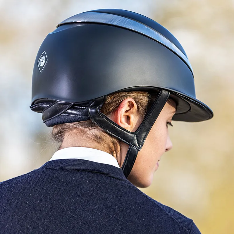 Charles Owen Halo Luxe Riding Hat - Black Matt/Platinum-3