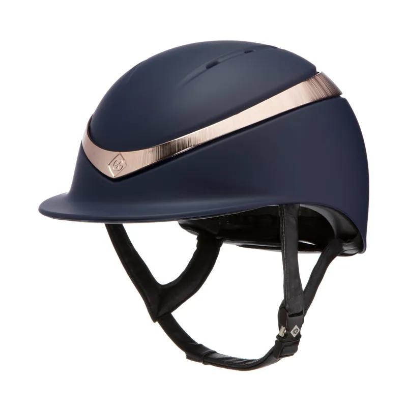 Charles Owen Halo Riding Hat - Navy Matt/Rose Gold