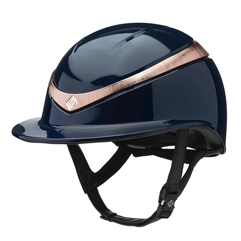 Charles Owen Halo Riding Hat Navy Gloss Rose Gold