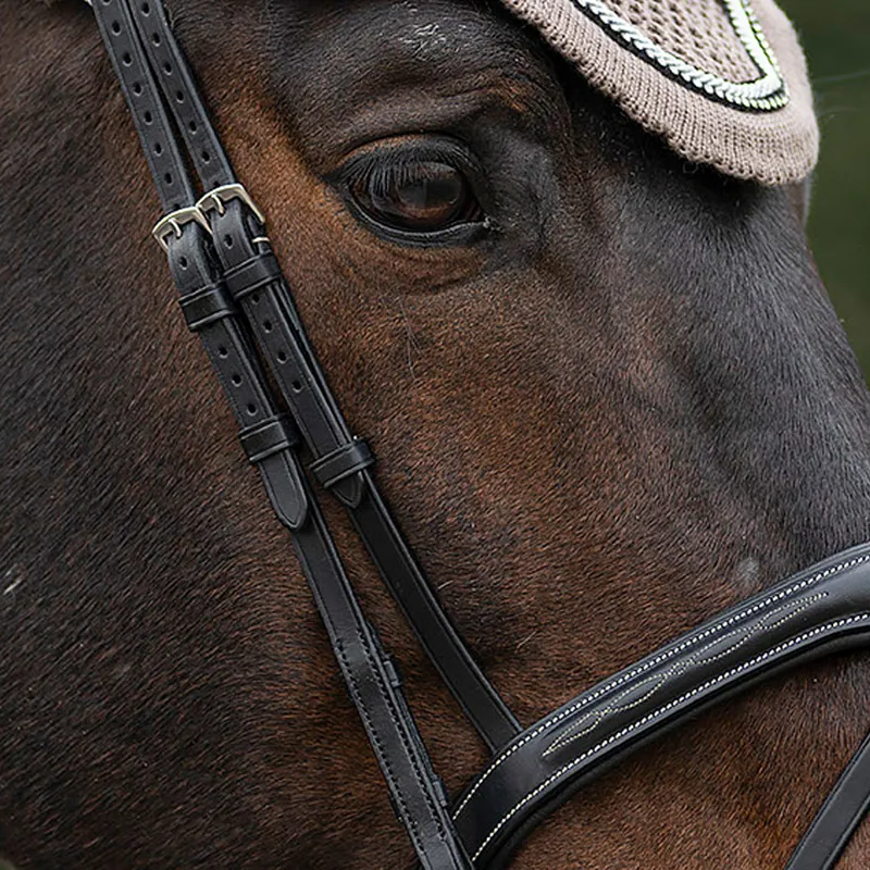 Equiline Flat Cheek Pieces - Black-1