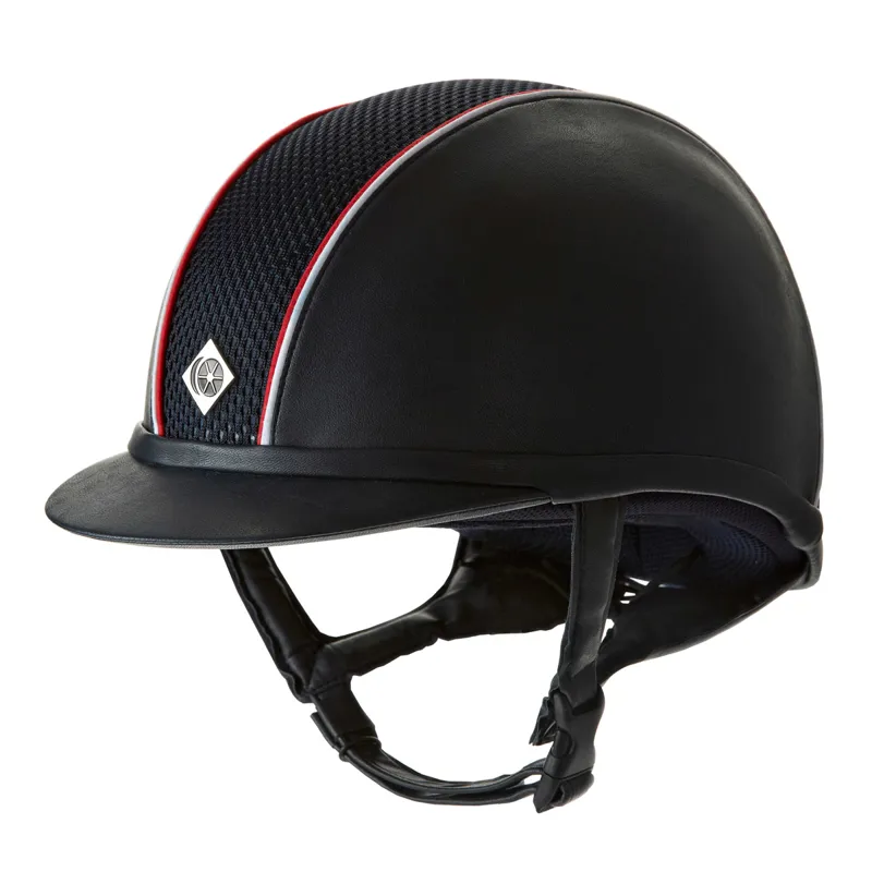 Charles Owen Ayr8 Plus Leather Look Riding Hat - Navy/Red/White