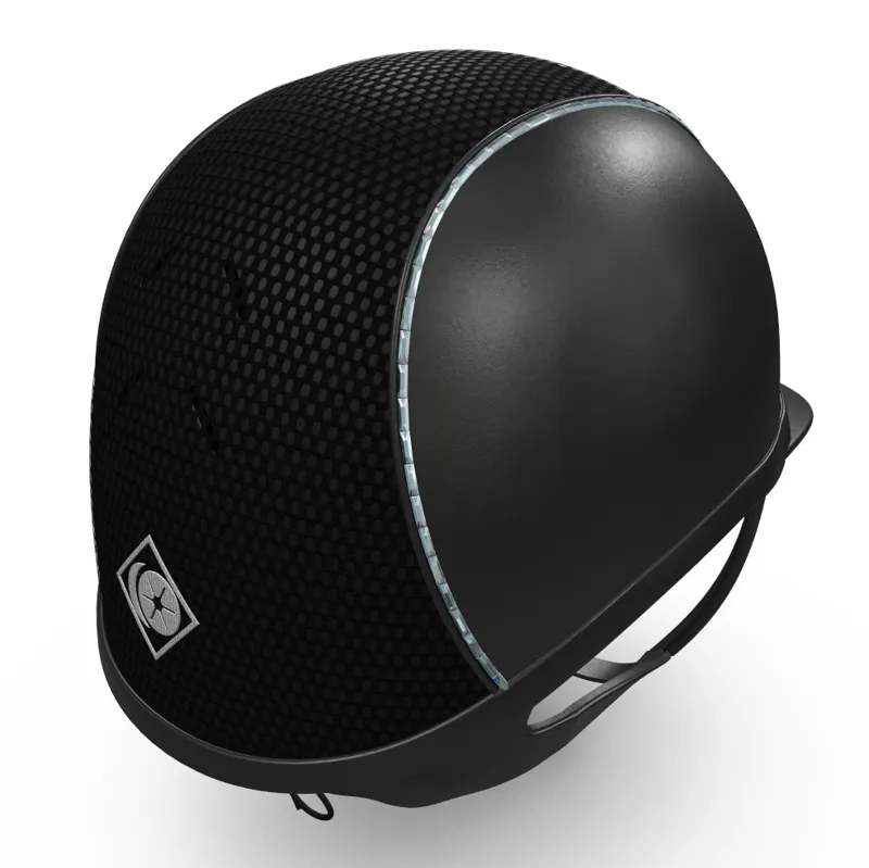 Charles Owen Ayr8 Plus Leather Look Riding Hat - Black/Black/Crystal-1
