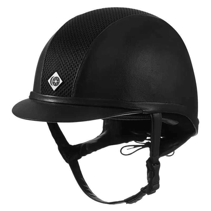 Charles Owen Ayr8 Plus Leather Look Riding Hat - Black/Black