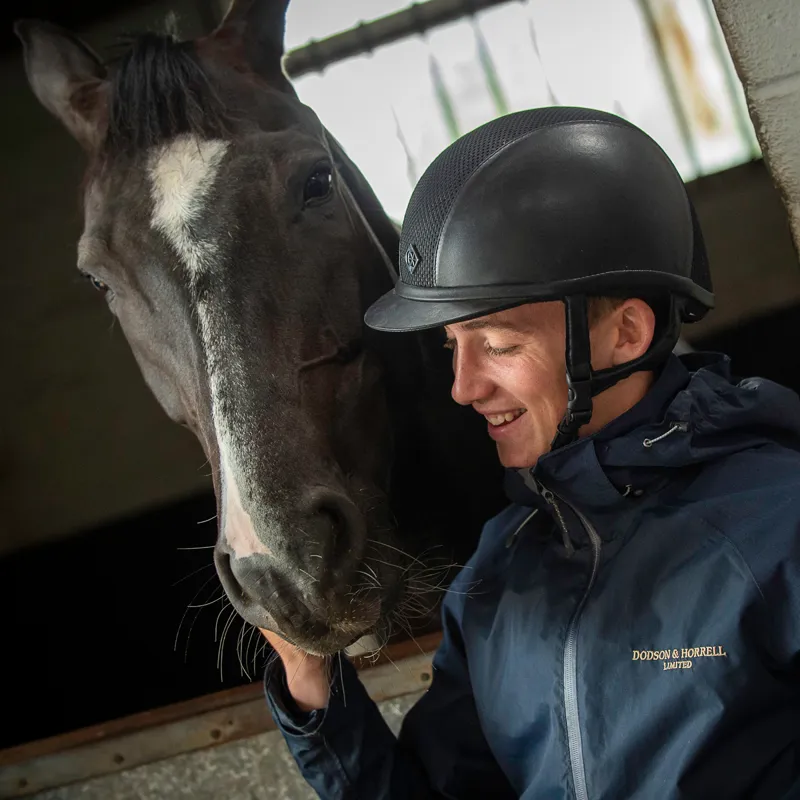 Charles Owen Ayr8 Plus Leather Look Riding Hat - Black/Black-4