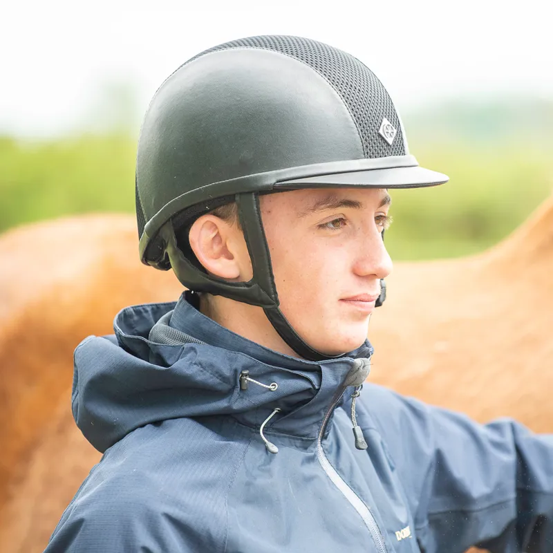 Charles Owen Ayr8 Plus Leather Look Riding Hat - Black/Black-5