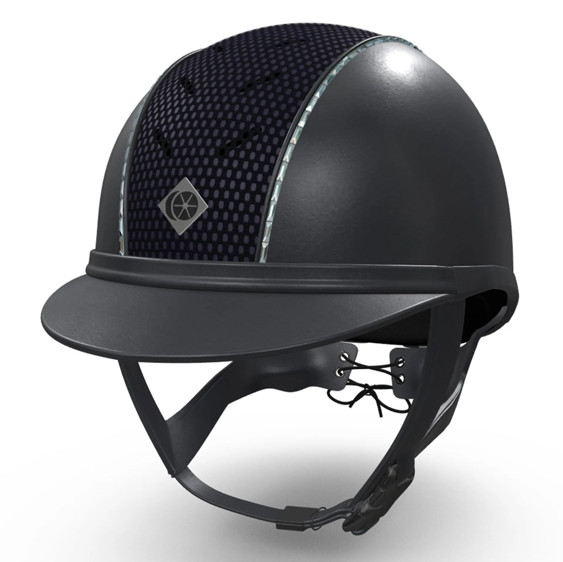 Charles Owen Ayr8 Plus Leather Look Riding Hat Navy/Navy/Crystal