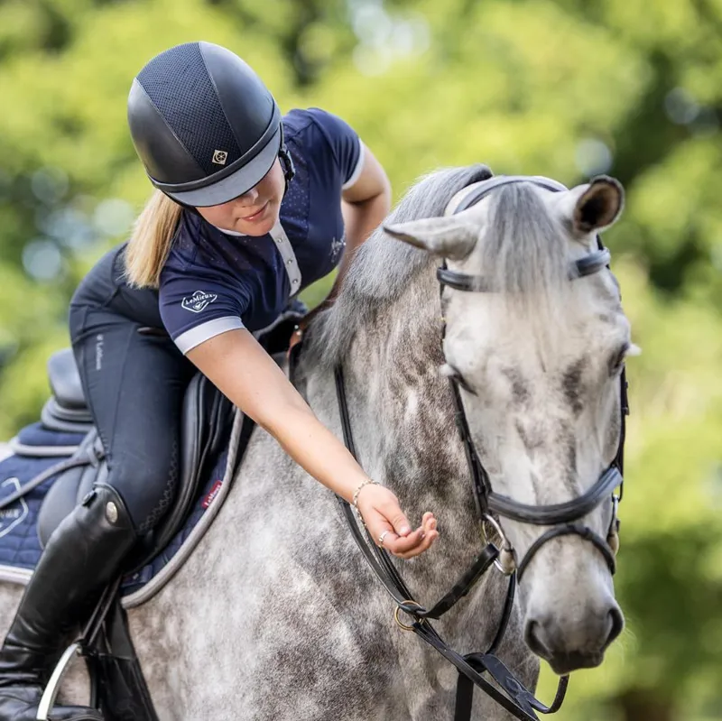 Charles Owen Ayr8 Plus Leather Look Riding Hat - Navy/Navy-2