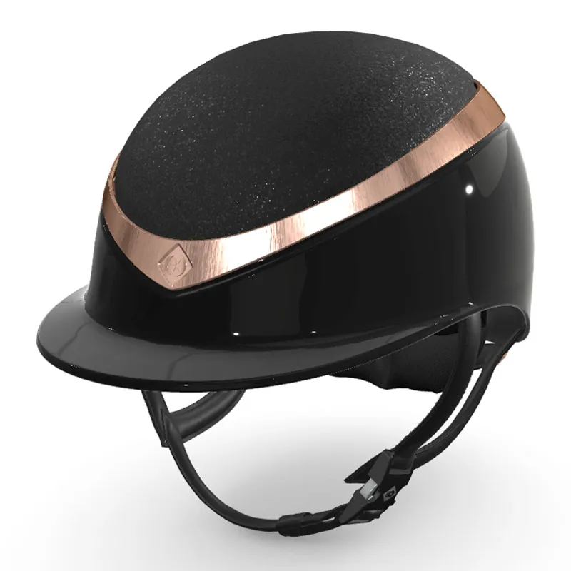 Charles Owen Halo CX Crystal Top Riding Hat - Black/Gloss Black/Rose