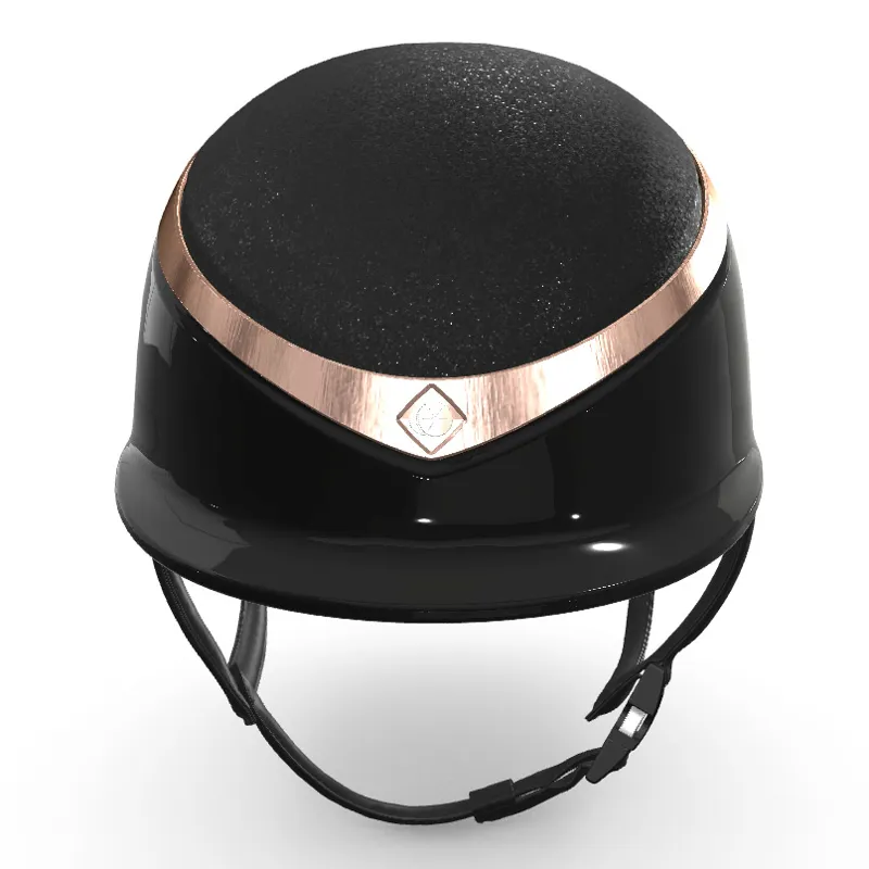 Charles Owen Halo CX Crystal Top Riding Hat - Black/Gloss Black/Rose-1